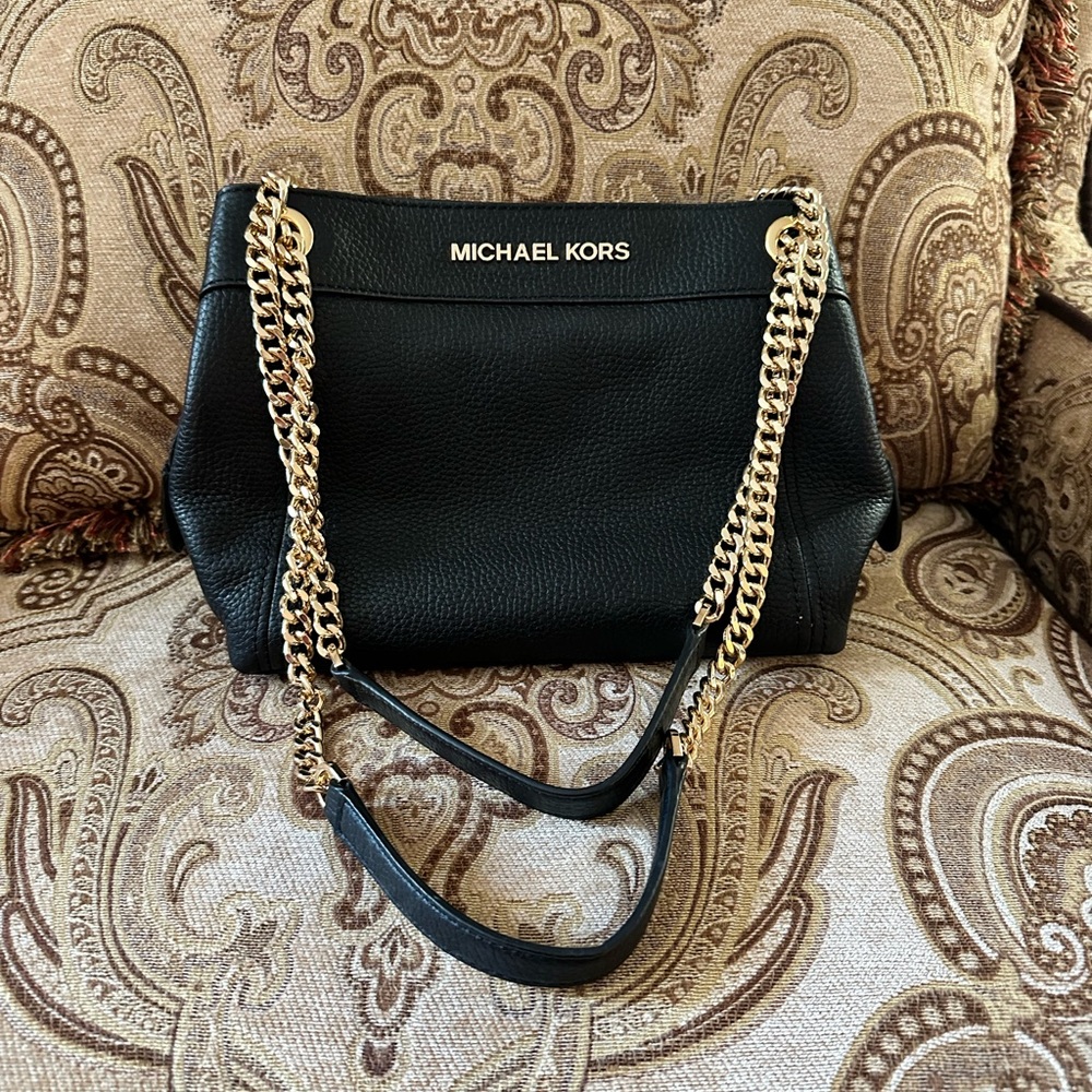 Michael Kors Black Shoulder Bag with Gold Chain